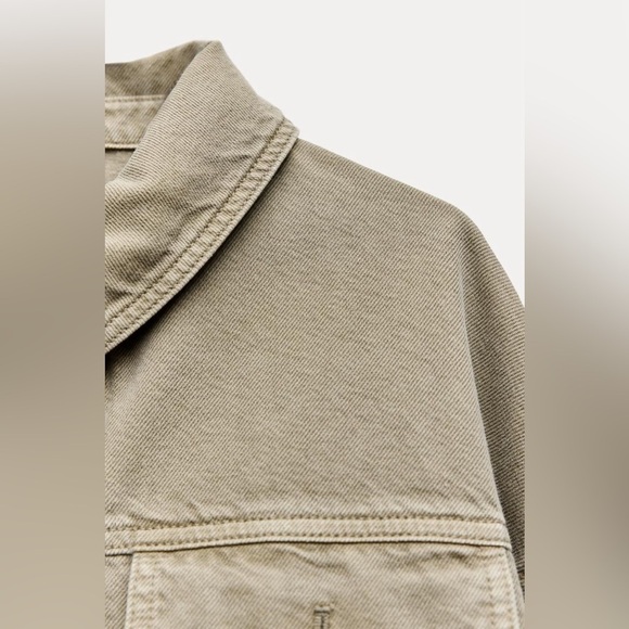 NWT. Zara ZW Collection Khaki Cotton Pocket Overshirt. Size S. - Picture 10 of 13